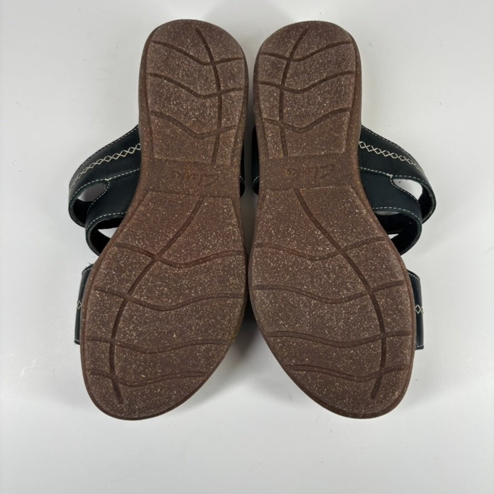 Clarks Roseville Bay Women's US 9M Black Leather Comfort Strappy Slide Sandals - Picture 6 of 16
